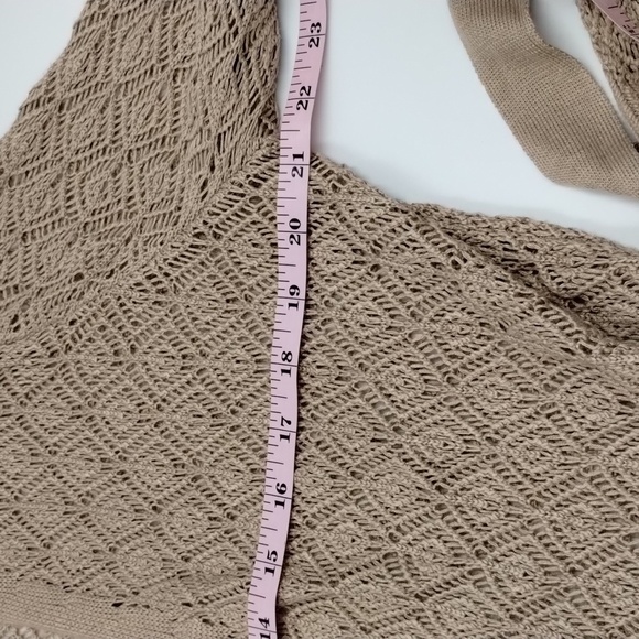 Grace Karin Taupe Open layer sweater with waist tie crochet long sleeve size XL - Picture 9 of 11